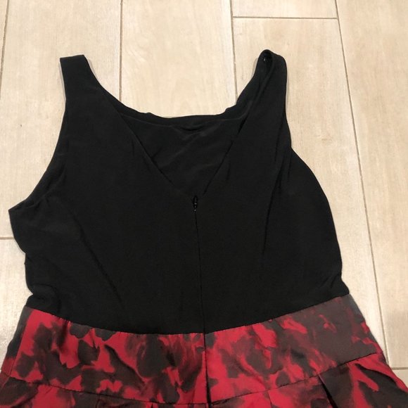 Womens Lauren Ralph Lauren Black Red Sleeveless Floral A-Line Dress 10 - Picture 8 of 9